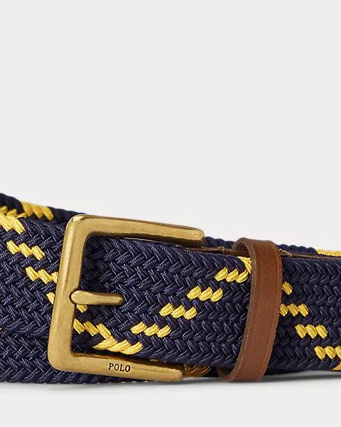 Leather-Trim Webbed Belt
