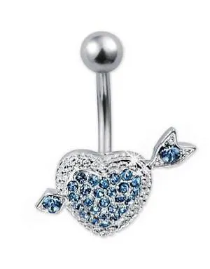 Amor Hjerte Navlepiercing - Blå