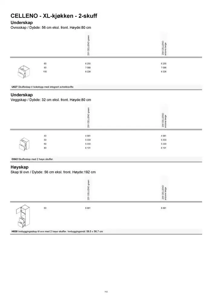 kvik kjøkken Prisliste. fra 1. januar til 31. desember 2025 - kundeavisside 112