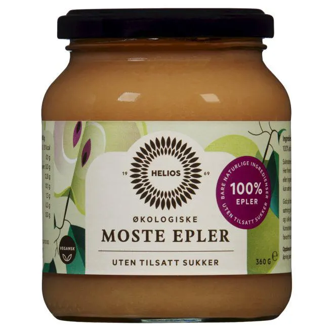 Helios økologisk usøtet eplemos 360 g