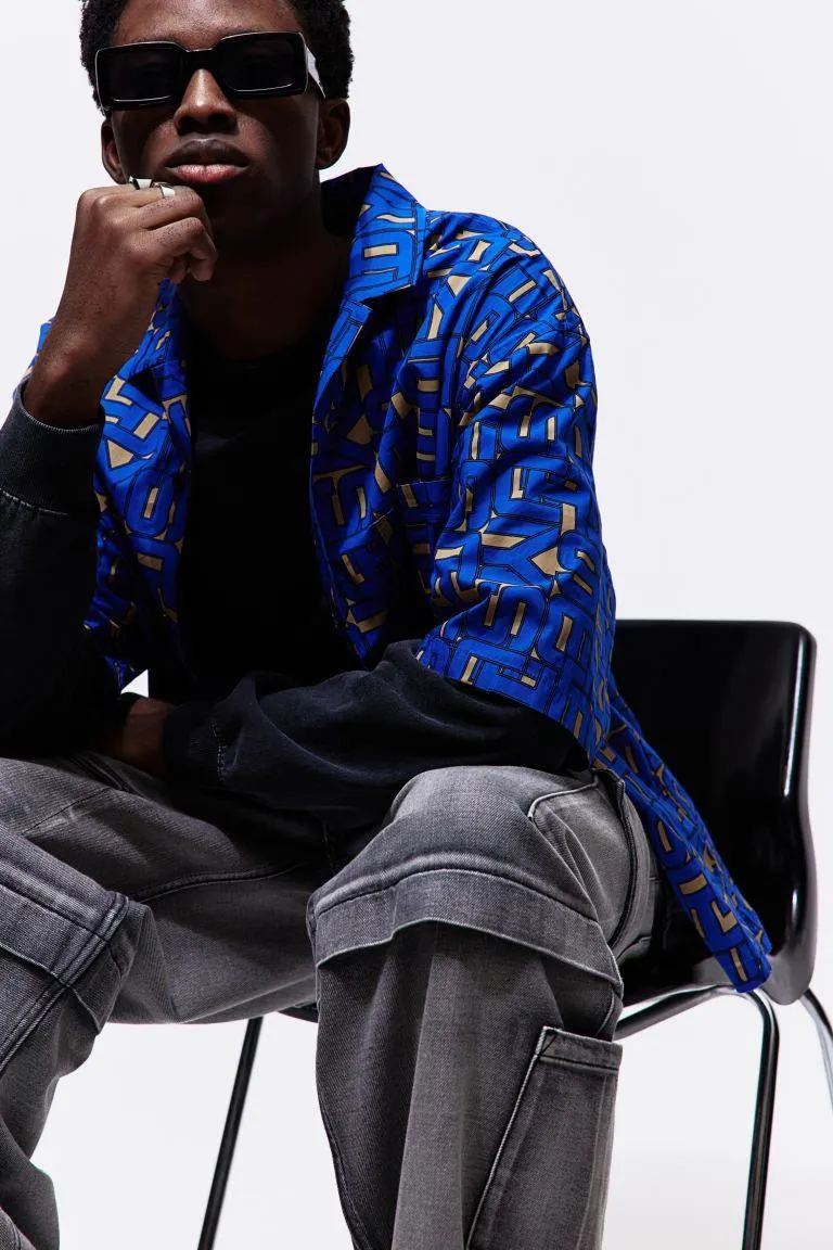 Oversized Fit Mønstret resortskjorte