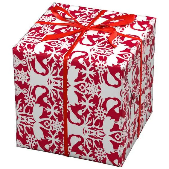 Julepapir 10 meter rull, 57 cm bred – rødt papir inspirert av H.C. Andersen