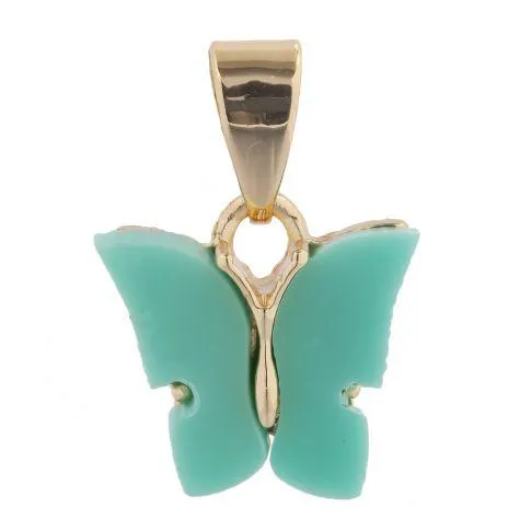 Butterfly pendant gold Aqua
