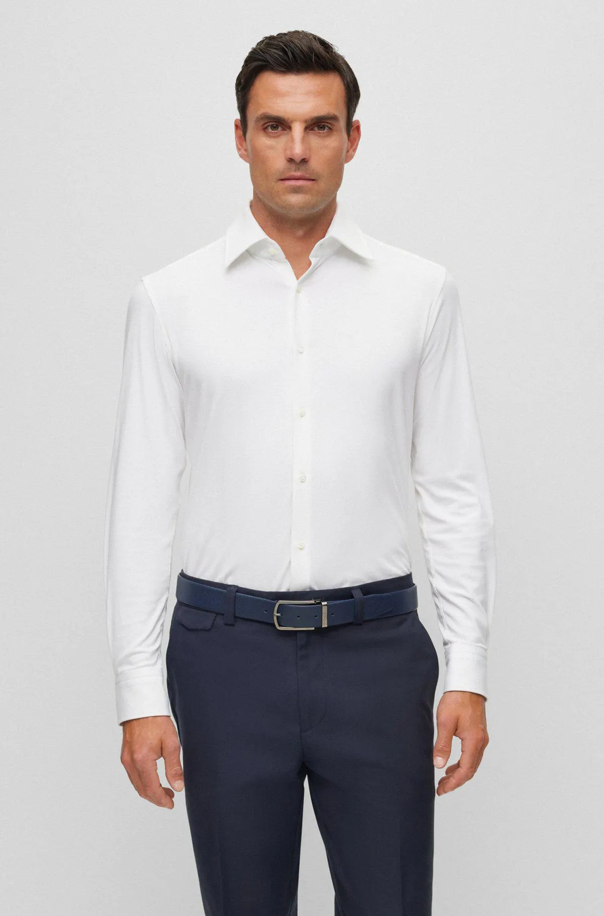 Slim-fit shirt in a structured stretch-cotton blend