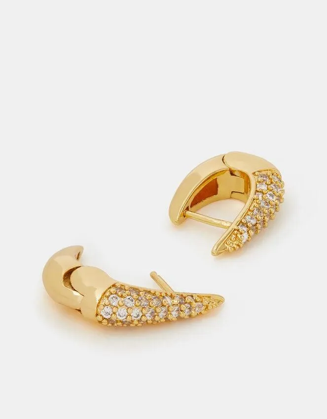 14ct Gold-Plated Diamanté Hook Hoop Earrings
