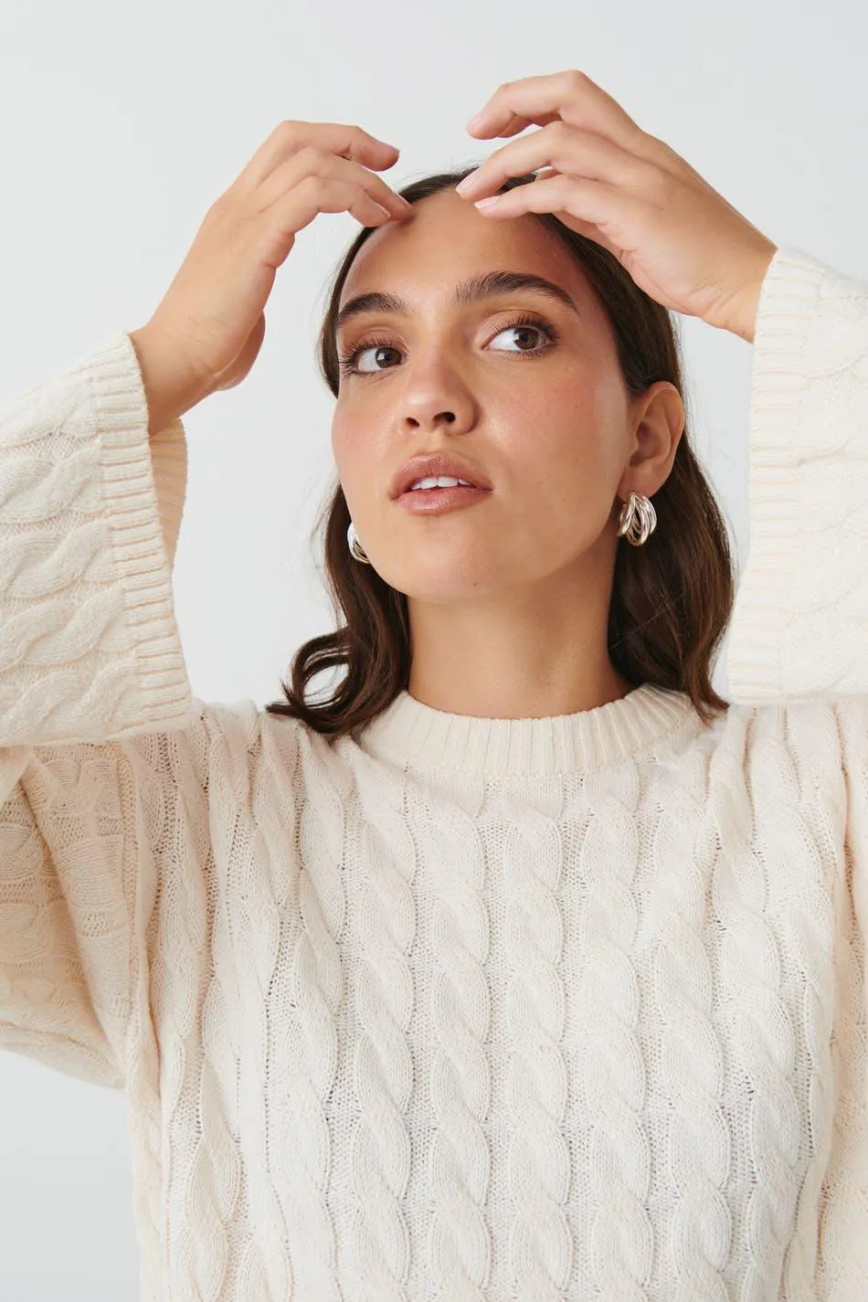 Knitted cable sweater