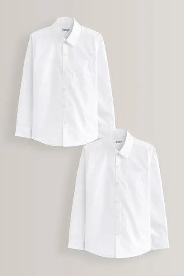 White 2 Pack Long Sleeve School Shirts (3-17yrs)