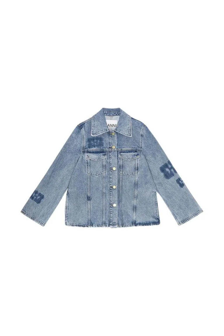 Patch Denim Jacket – Blå