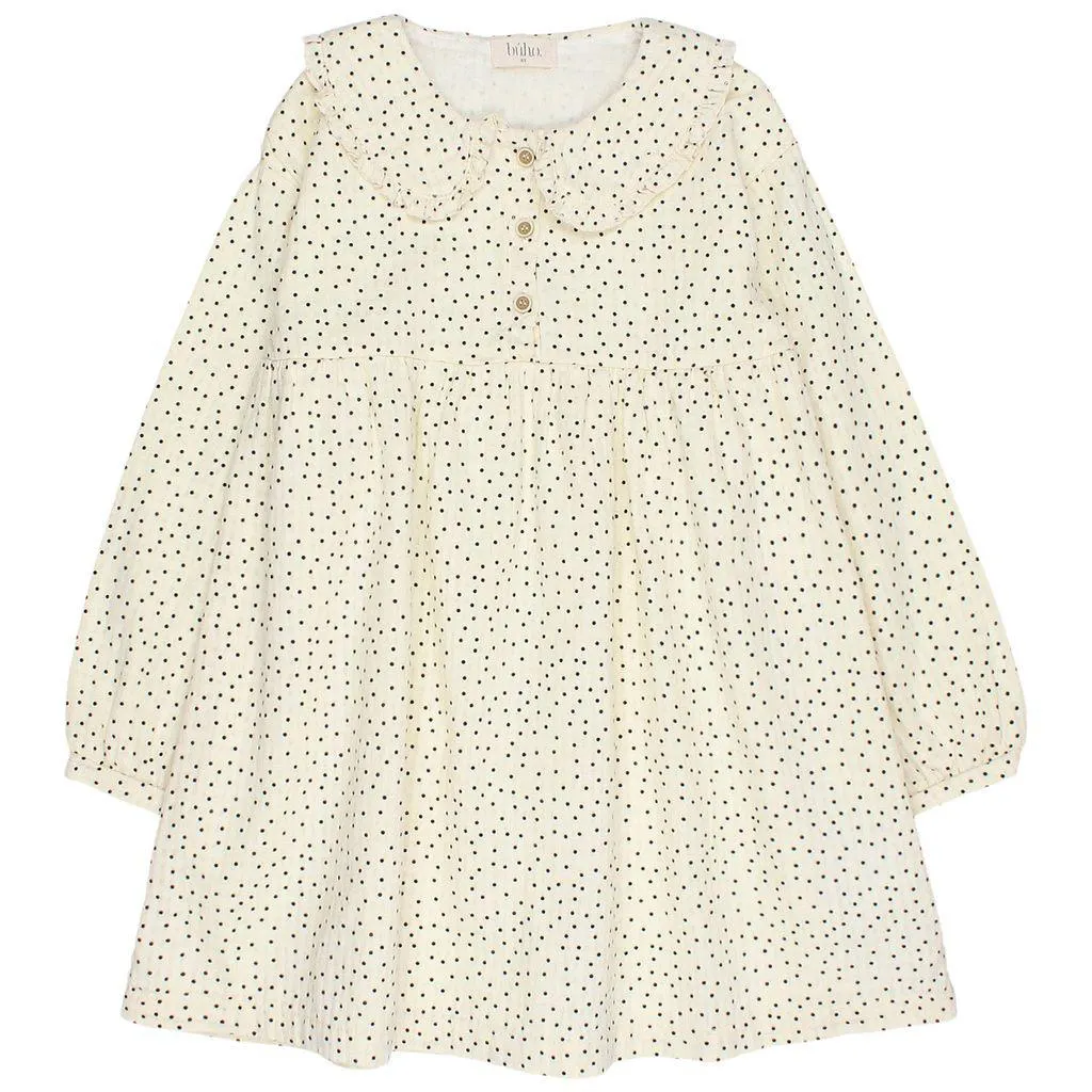 Kjole Med Prikket Ecru