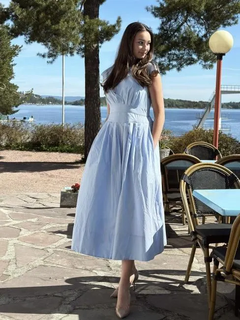 Poplin Dress Cashmere Blue L