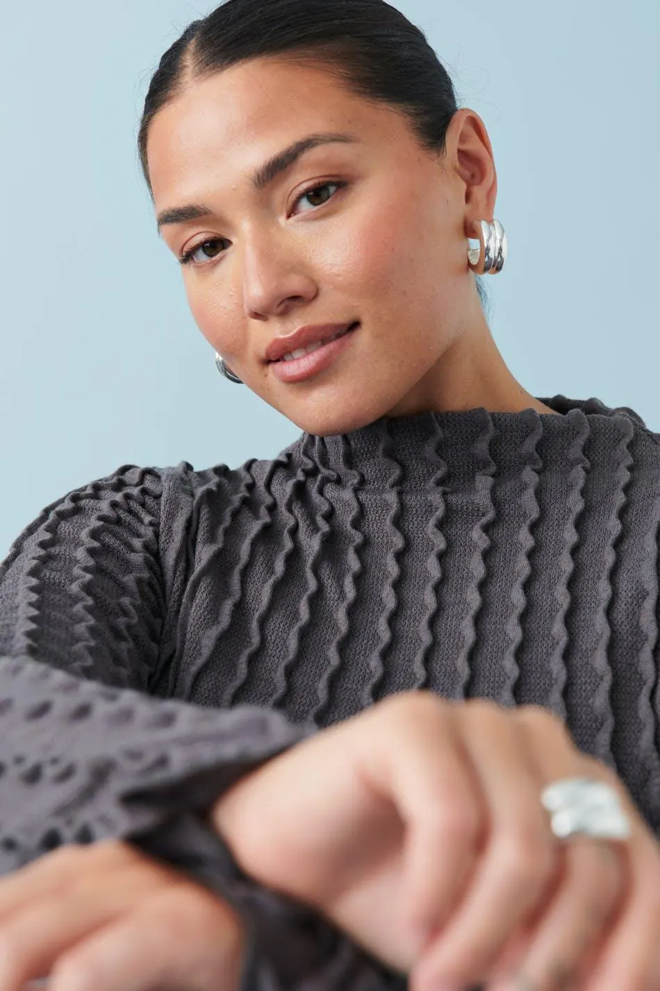 Structured long sleeve top