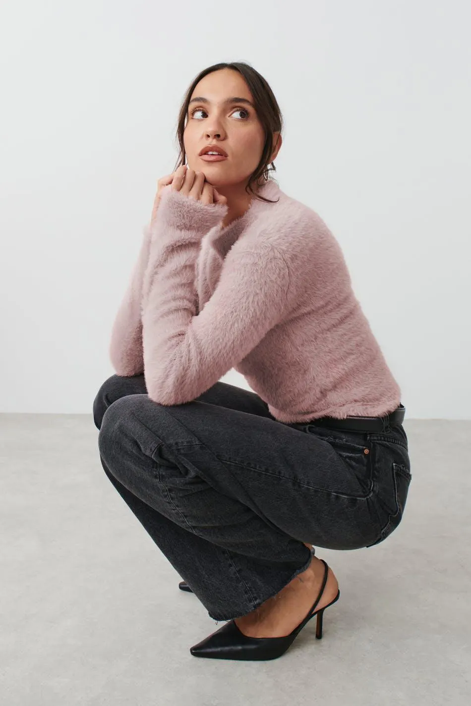 Soft funnel neck top