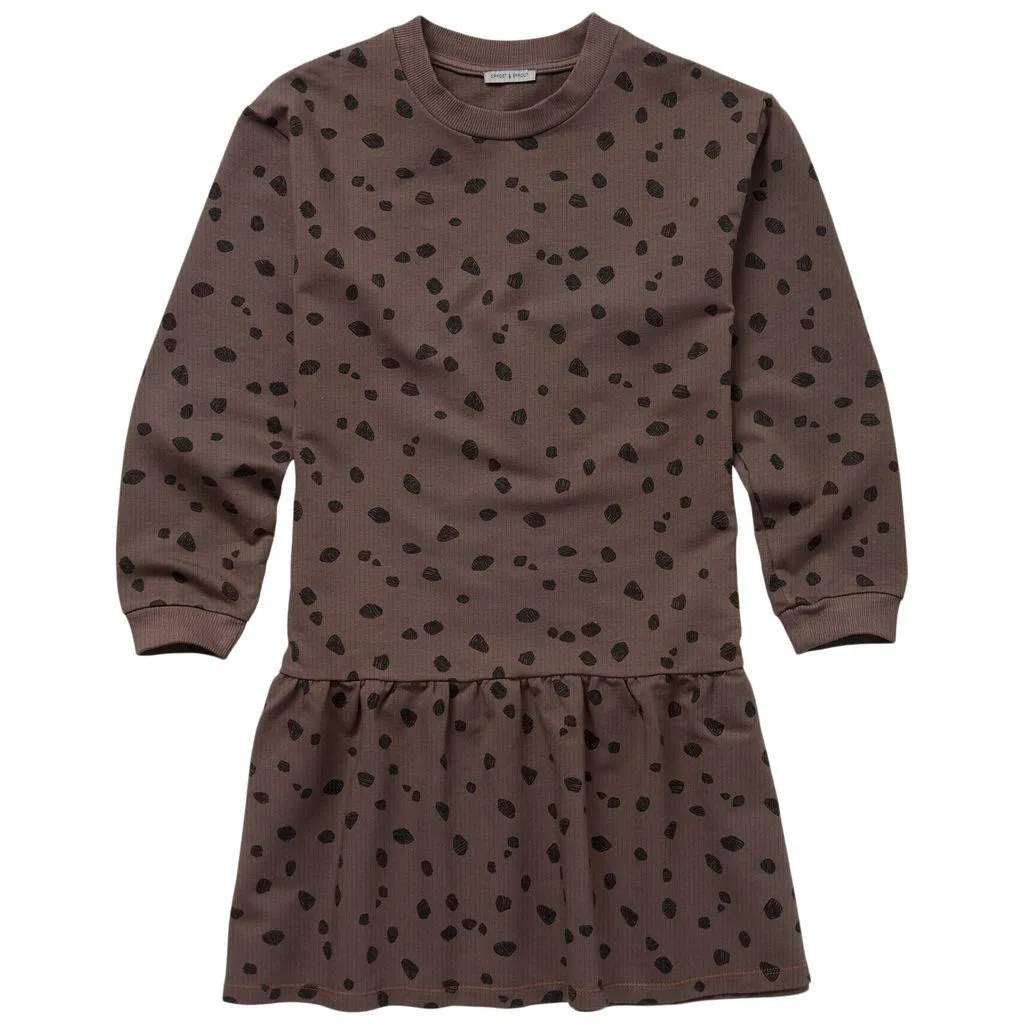 Ribbet Mønstret Kjole Brun