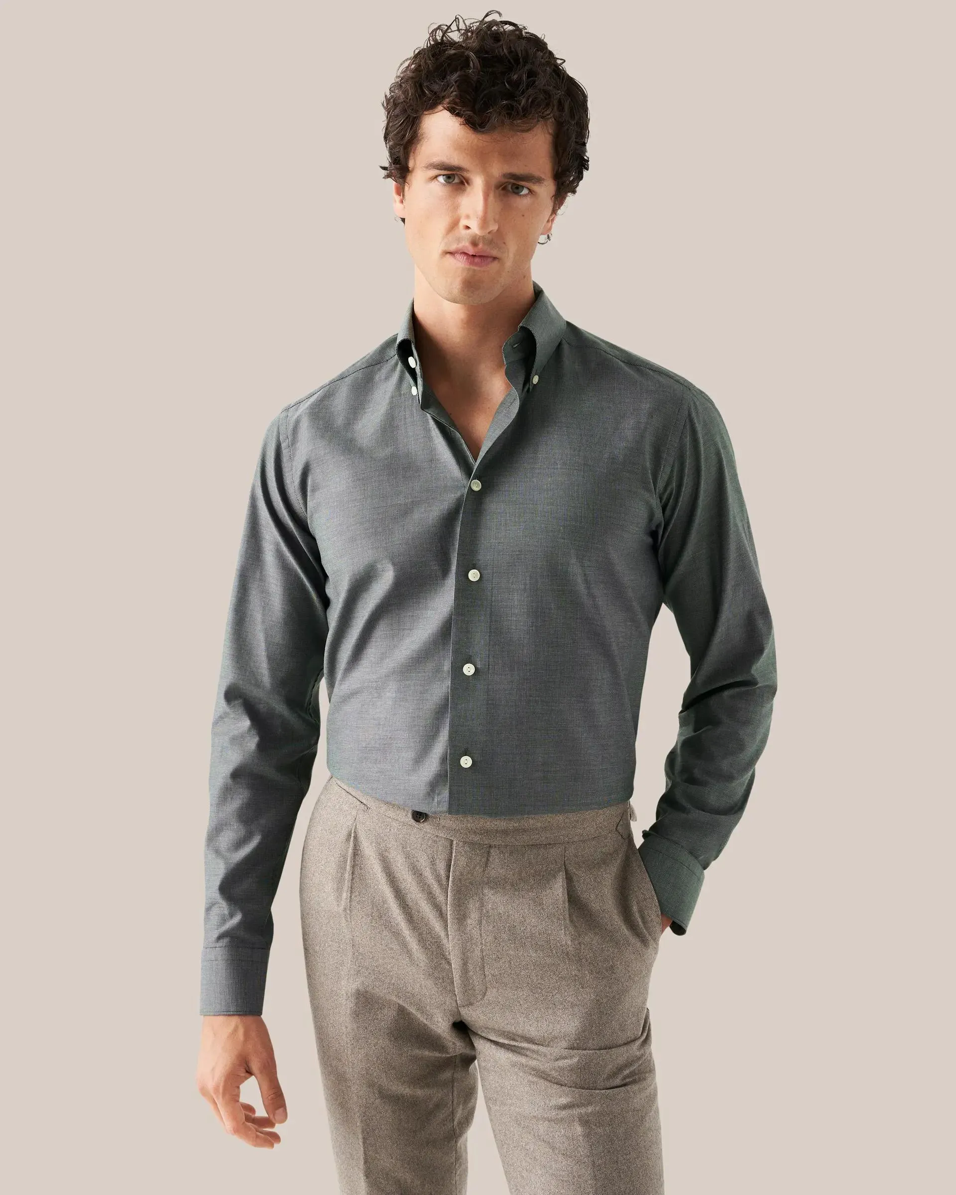 Dark Green Wrinkle Free Oxford Shirt