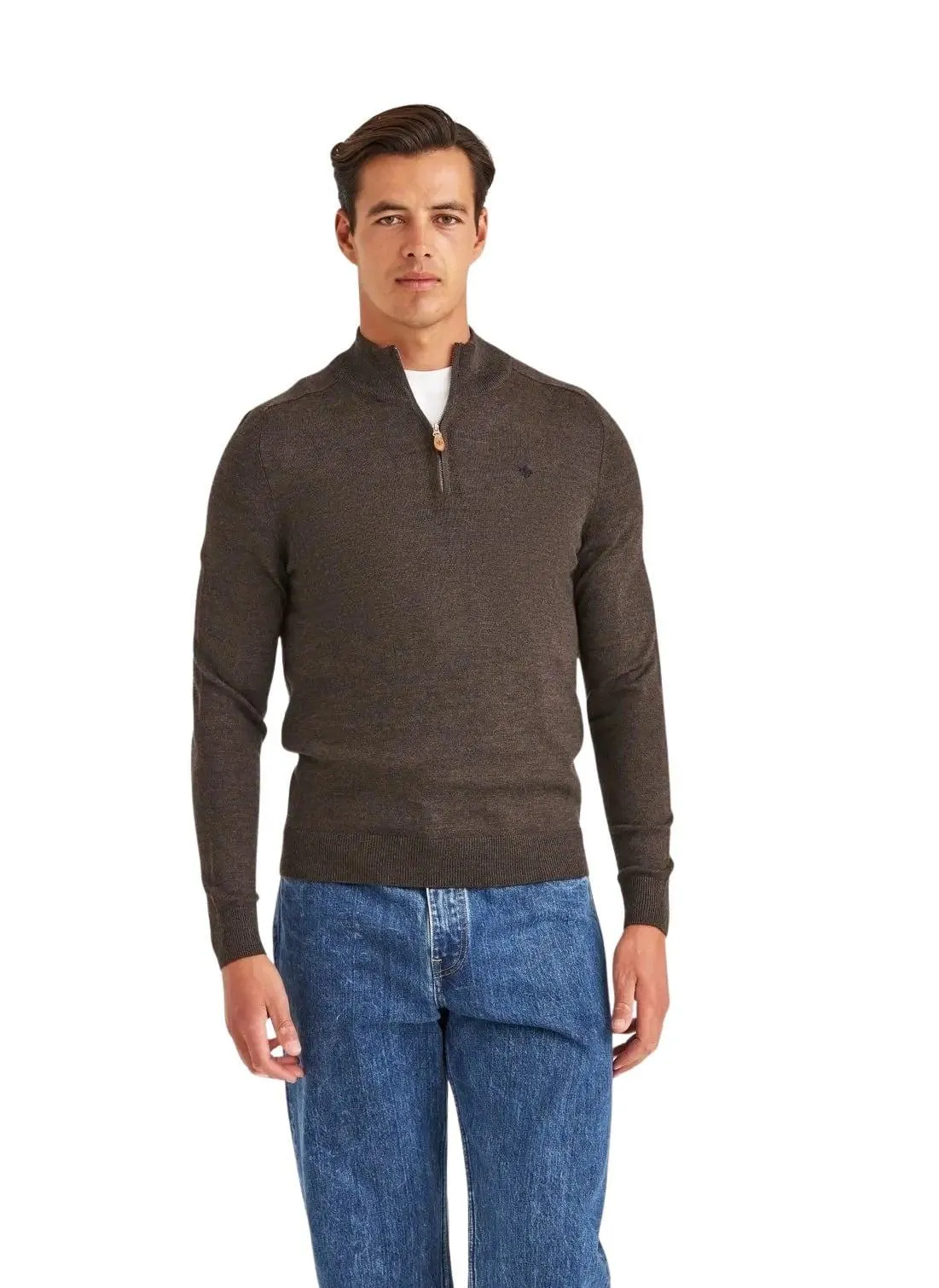 Merino John Zip – Mørkebrun