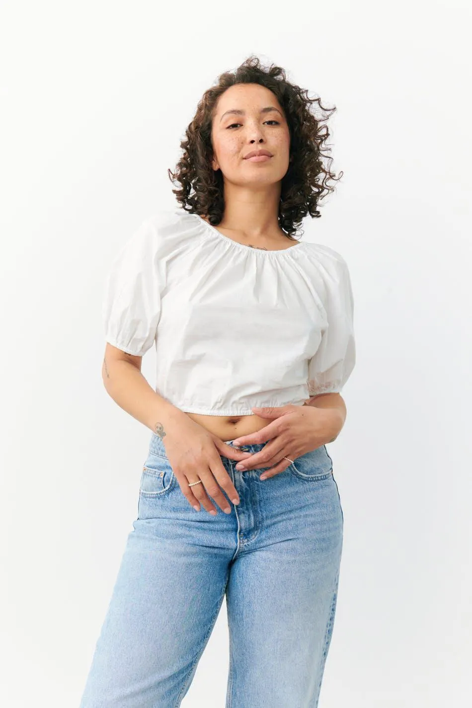 Cropped lacing blouse