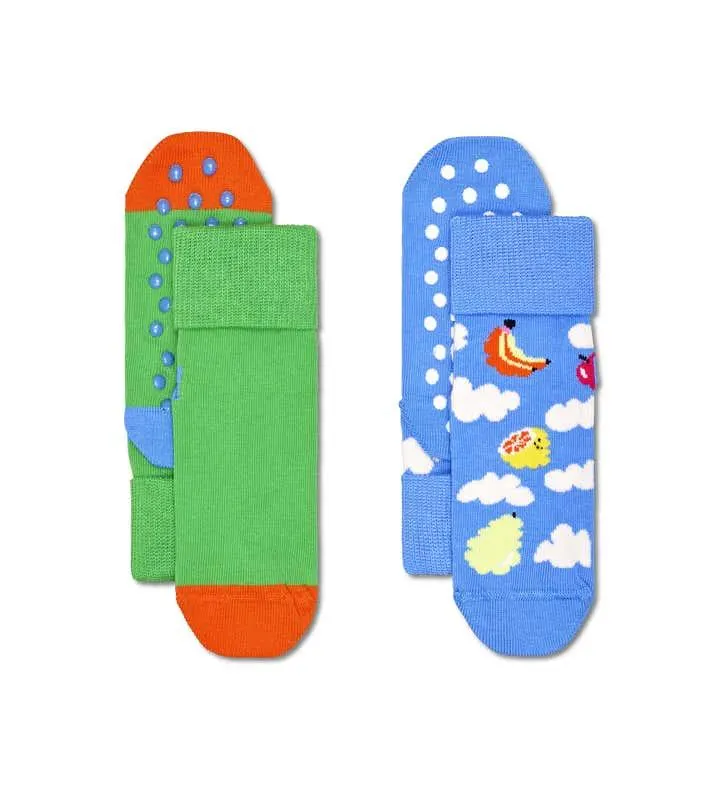 Kids 2-Pack Cloudy Fruit Anti-Slip Socks