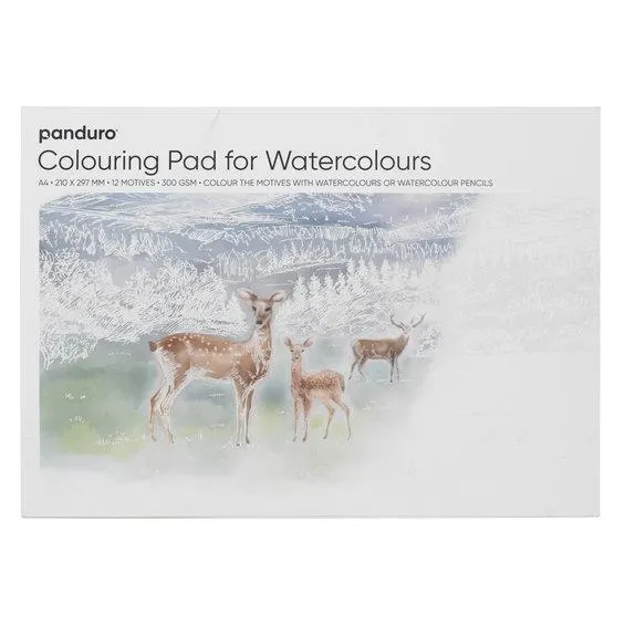 Malebok for akvarell med 12 forskjellige motiver, L A4 (297×210 mm), 300 g/m²