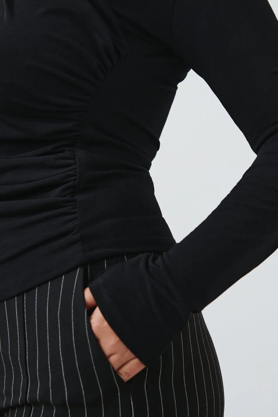 Ruched asymmetric top