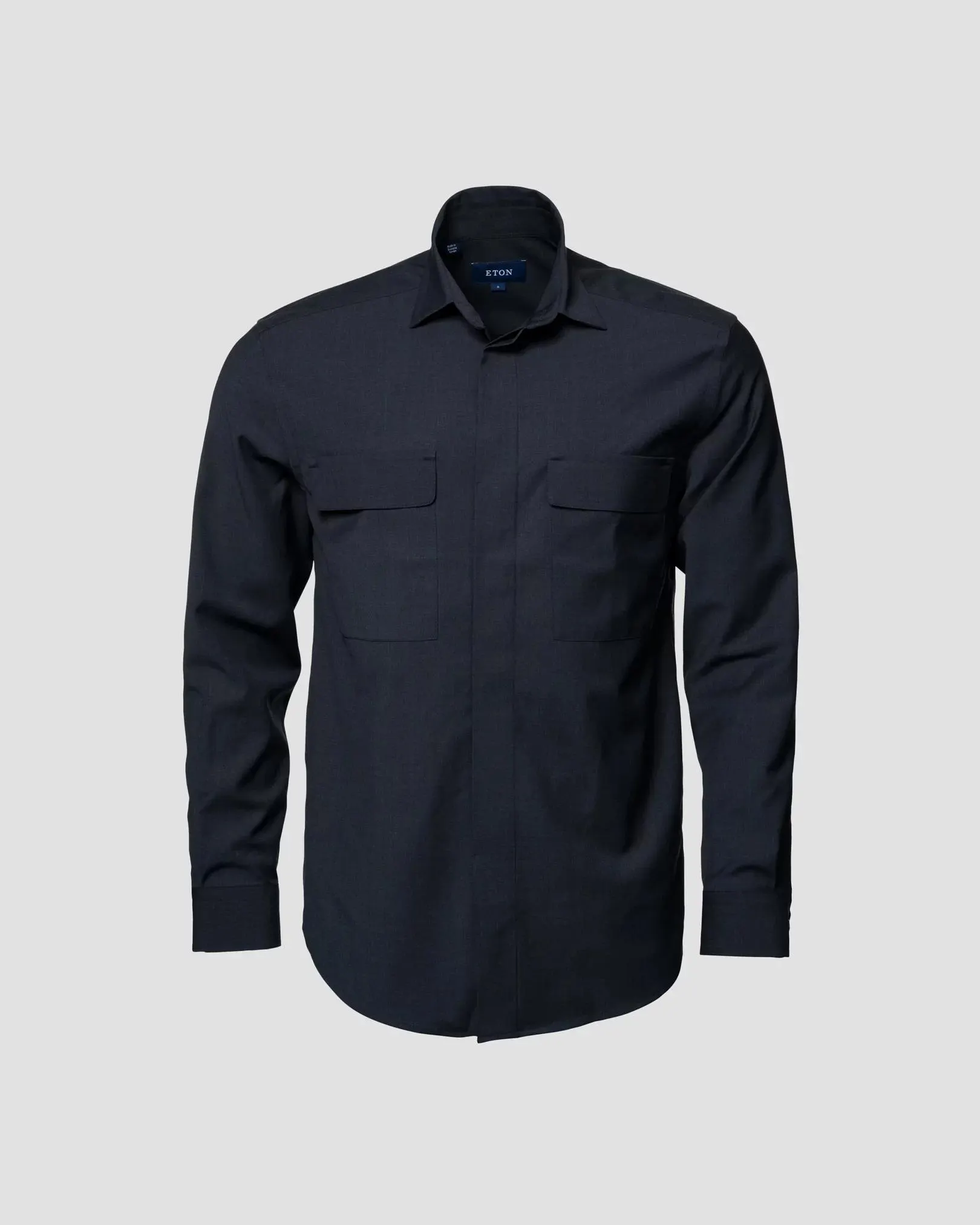 Navy Merino Wool Overshirt