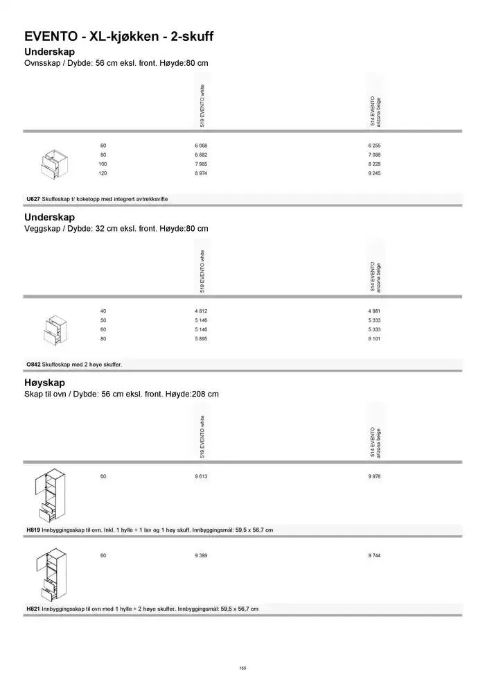 kvik kjøkken Prisliste. fra 1. januar til 31. desember 2025 - kundeavisside 185
