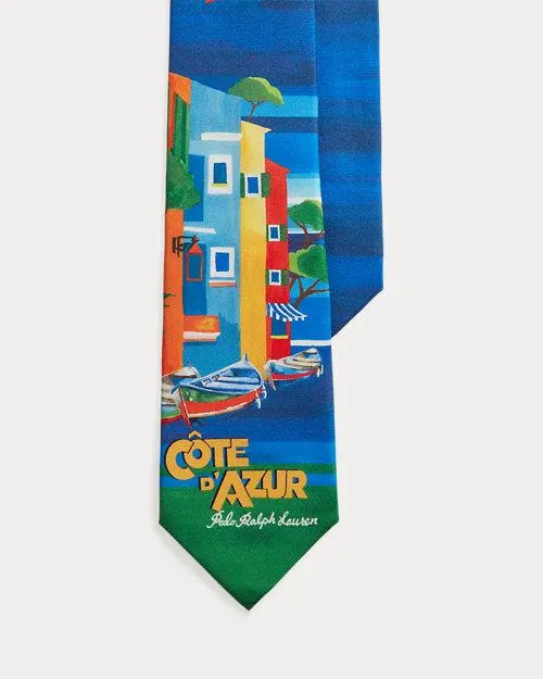 Riviera-Print Silk Twill Tie