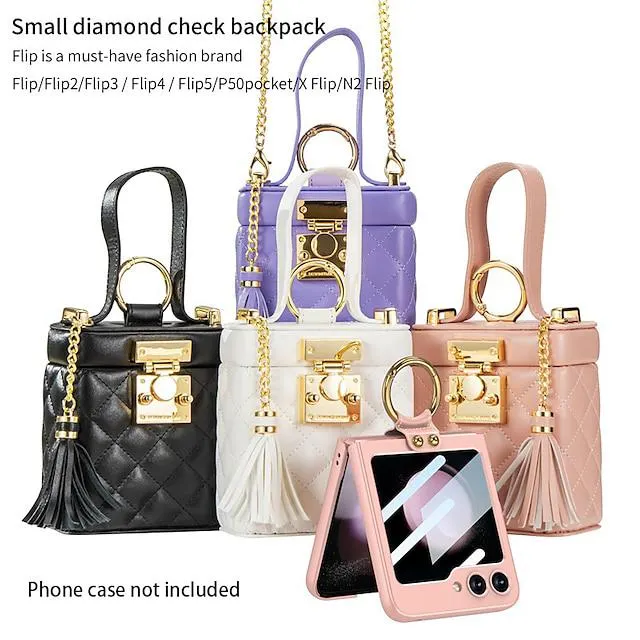 telefon Etui Til Samsung Galaxy Z Flip 5 Z Flip 4 Z Flip 3 Bakdeksel Håndveske Bærbar Ringholder Helkroppsbeskyttende PU lær