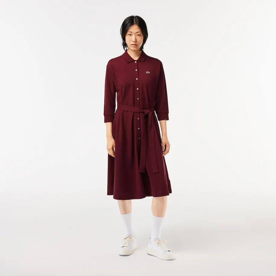 3/4 Sleeve Cotton Piqué Polo Dress