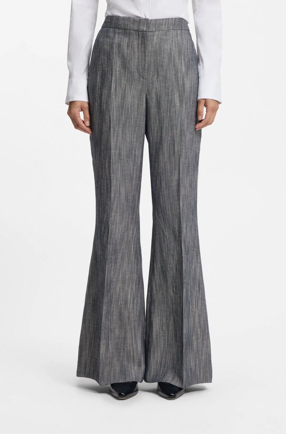 Regular-fit trousers in melange denim