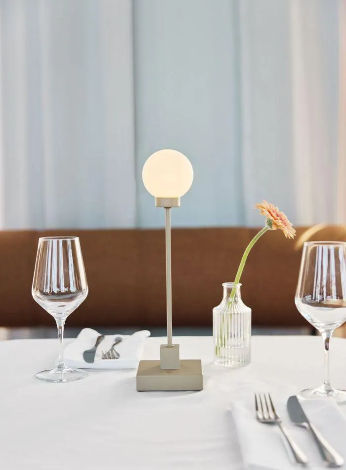 Snowball oppladbar bordlampe H33 - gråbeige