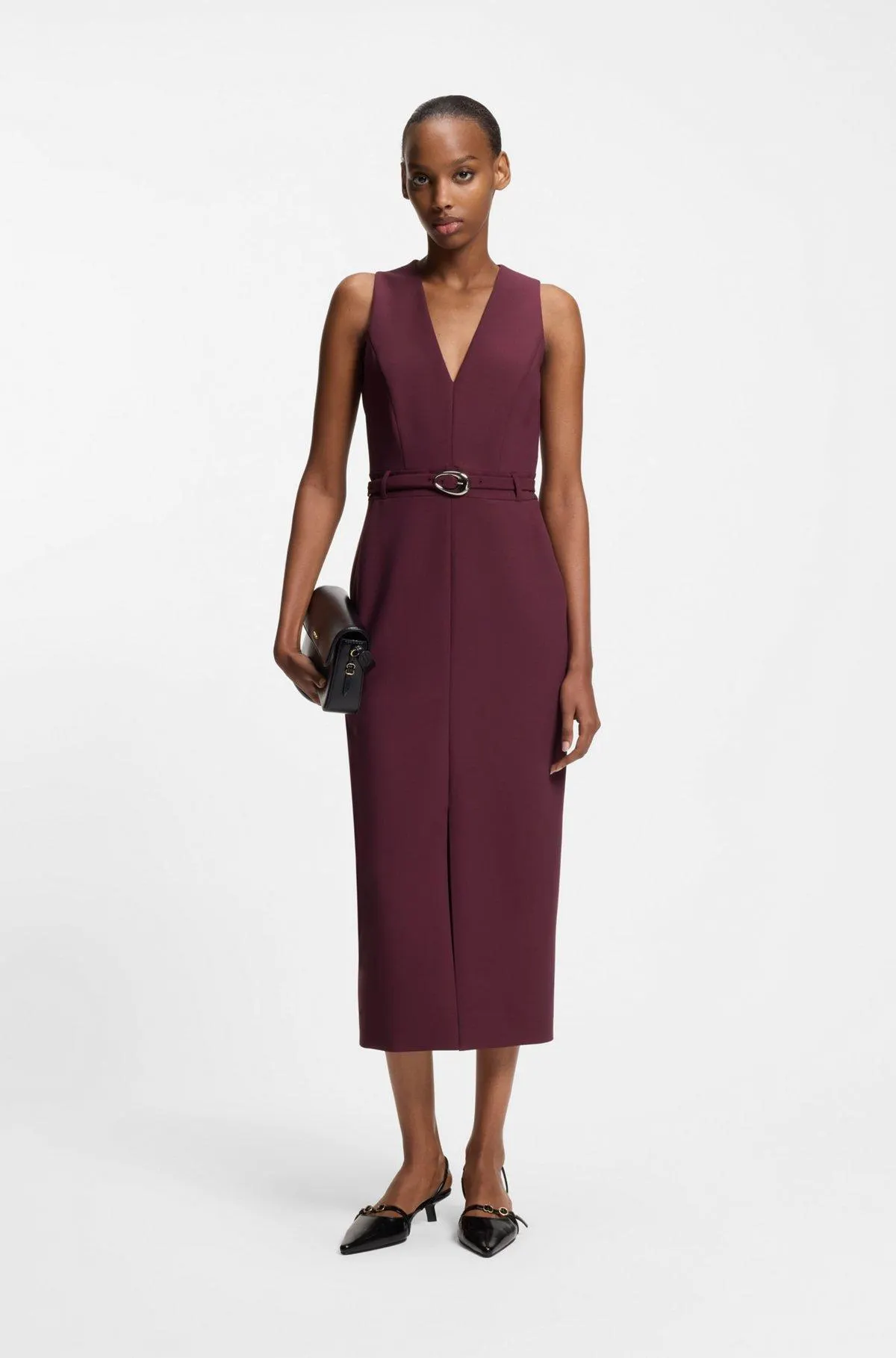 V-neck dress with buckle detail