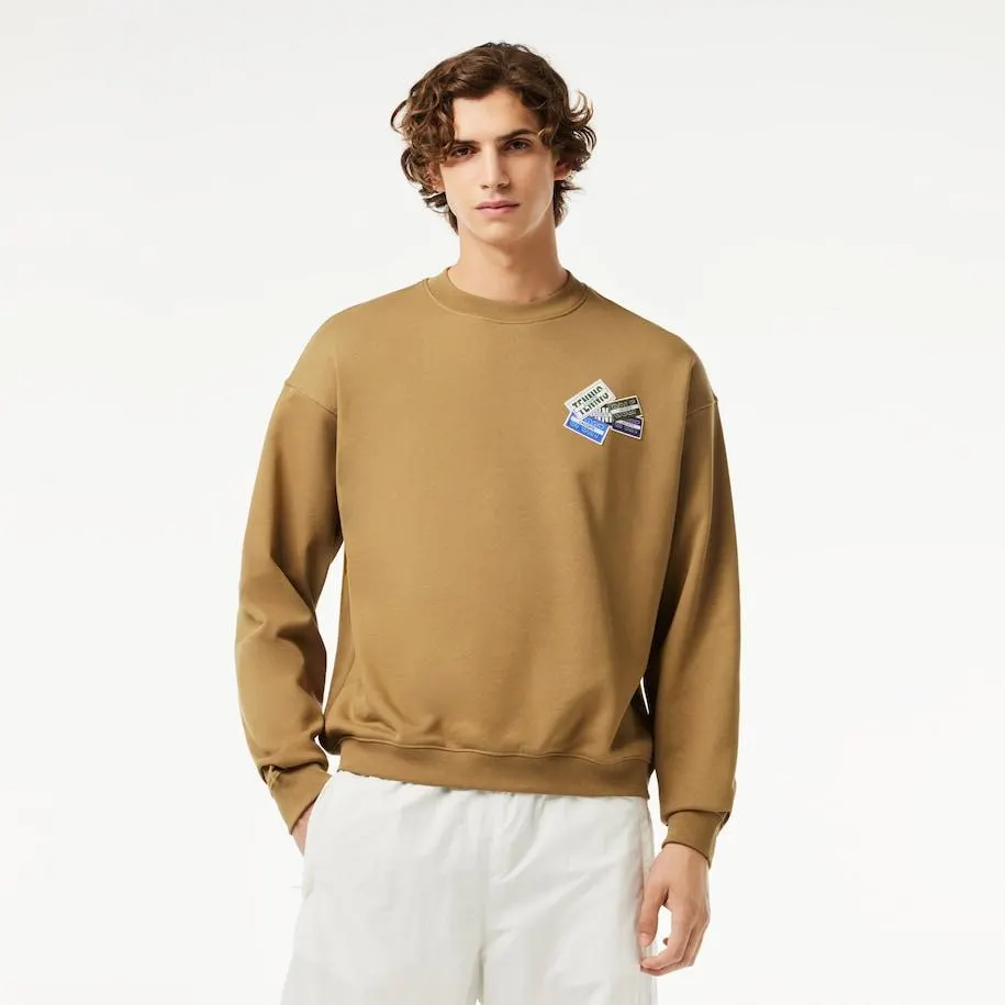 Loose Fit Cotton Badge Detail Jogger Sweatshirt