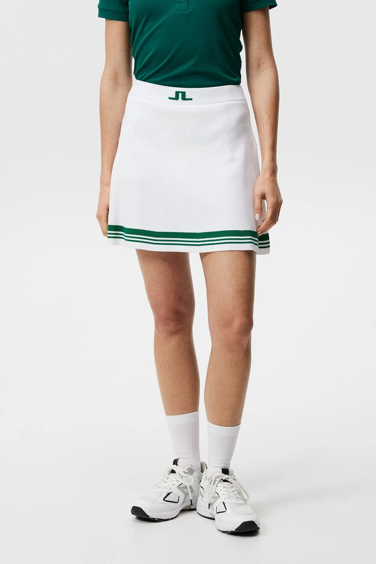 Frida Stripe Knitted Skirt White