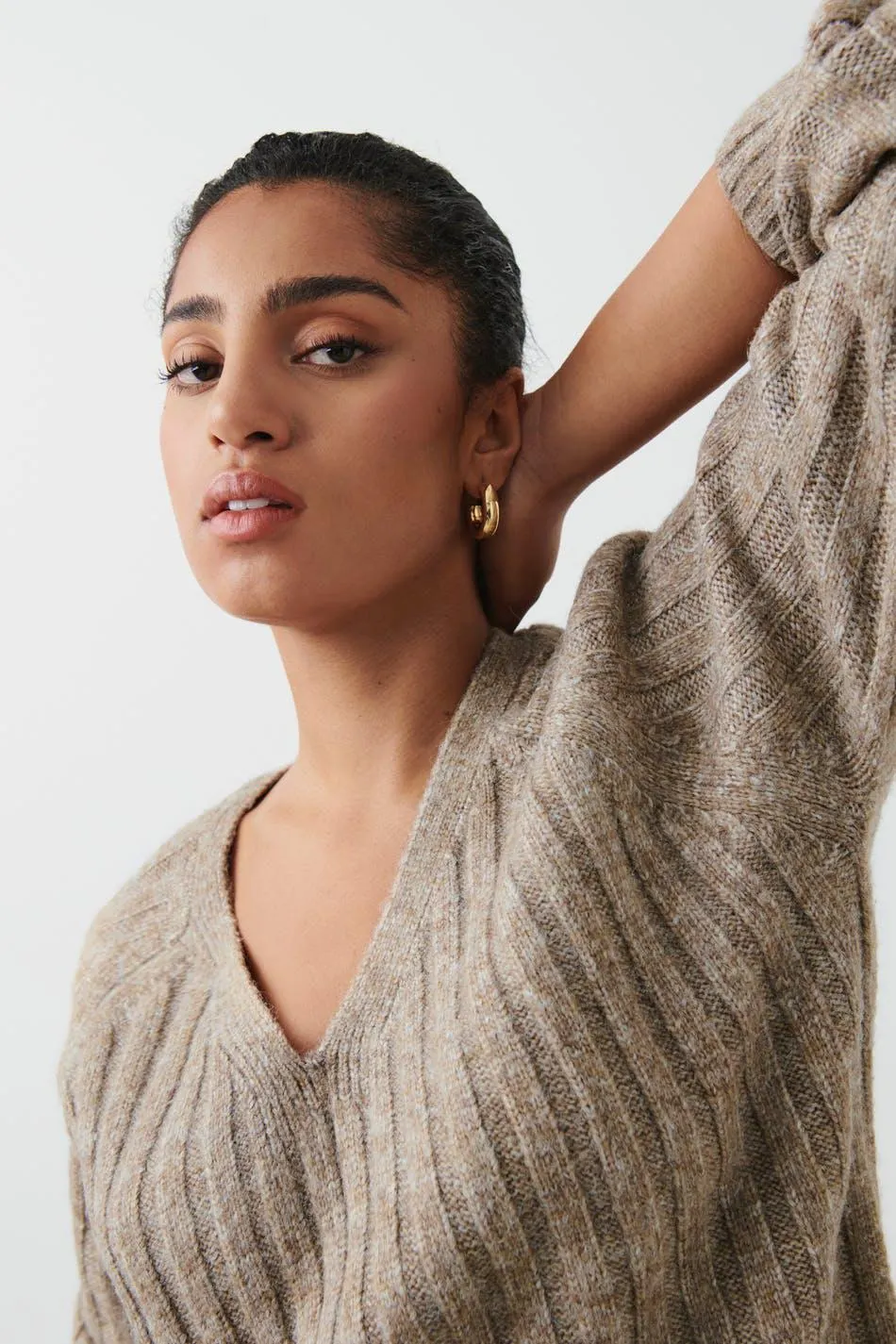 V-neck knitted sweater