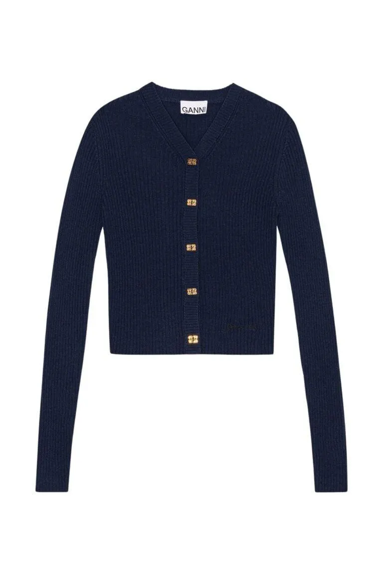 Mini Ribbed Merino Cardigan – Marine