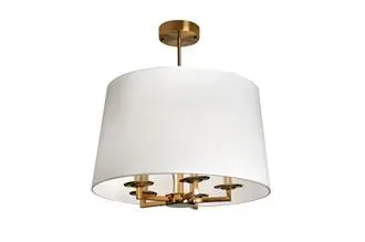 Taklampe Aruba D60cm 5armer gull hvit skjerm