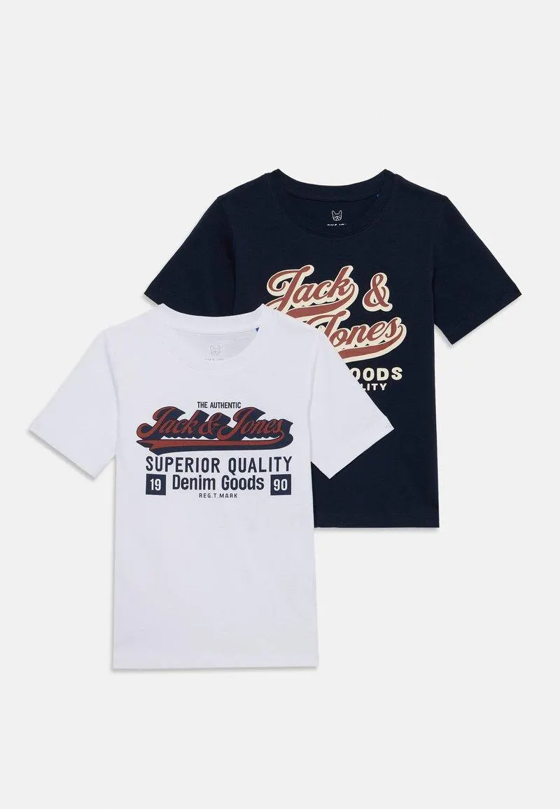 JJELOGO TEE 2 PACK - T-shirts med print - sky captain/cloud dancer