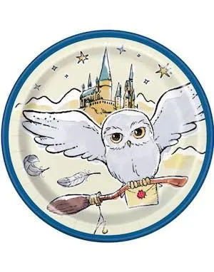 8 stk Papptallerkener med Hedvig 18 cm - Harry Potter