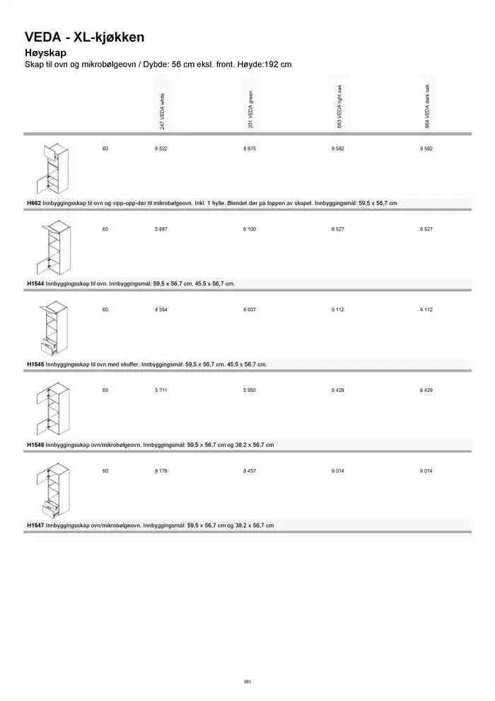 kvik kjøkken Prisliste. fra 1. januar til 31. desember 2025 - kundeavisside 561
