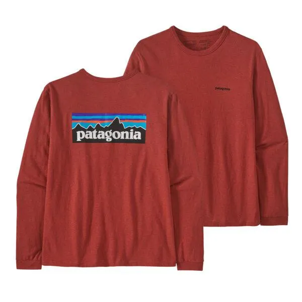 Patagonia Womens L/S P-6 Logo Responsibili-Tee Burl Red