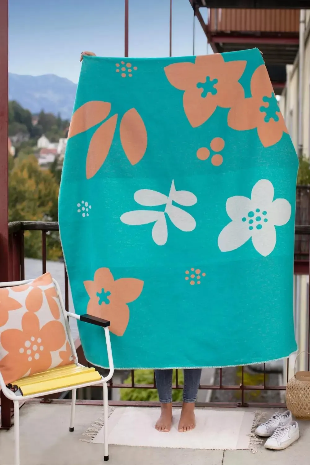 Silvretta Pledd Flowers Turkis