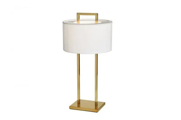 Bord lampe Aruba H70cm Rund 2 pinner gull hvit skjerm