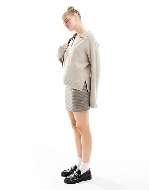 Vero Moda Aware v-neck polo jumper in cream