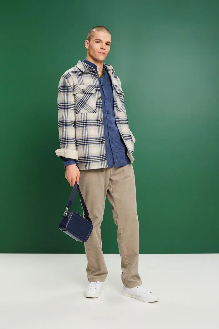 Camisa de franela de algodón con diseño de raya diplomática