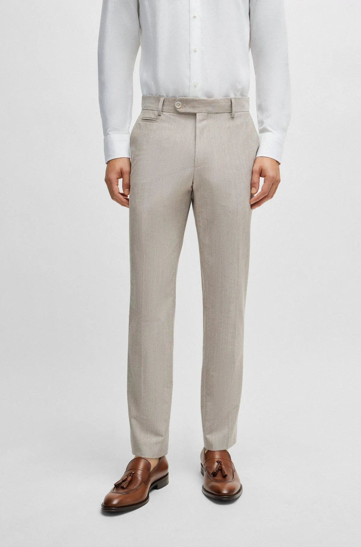 Slim-fit trousers in a micro-patterned cotton blend