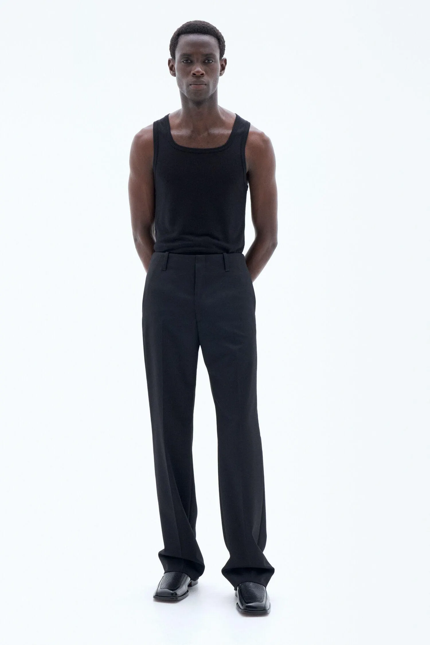 Wool Bootcut Trousers Black