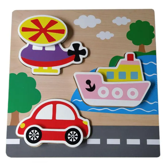 Trepuslespill 3 Brikker - Kjøretøy