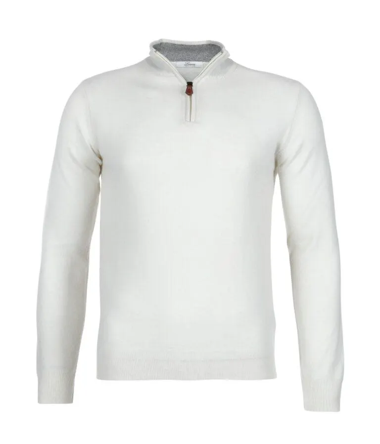 Biden Lambswool Half Zip – Hvit