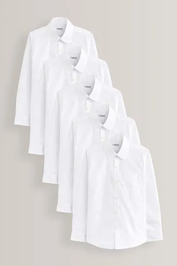 White 5 Pack Long Sleeve School Shirts (3-17yrs)