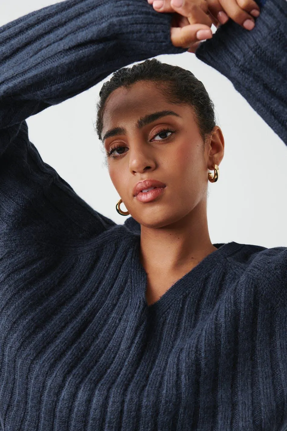 V-neck knitted sweater